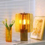Golden Ray Elegance Amber Glass Table Lamp Gold Finish 3