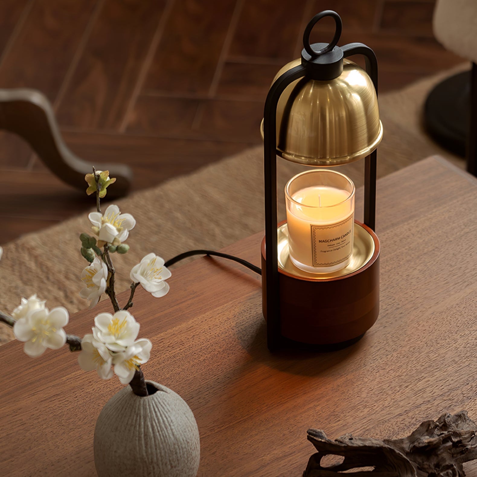 Golden Ray Elegance Candle Warmer Lamp Brass Finish Gold 4