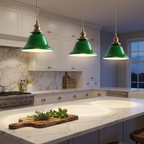 Green Metal Pendant Light Dome Shade Matte Finish Modern Kitchen Dining Room Home Decor - Stack & Clear 0
