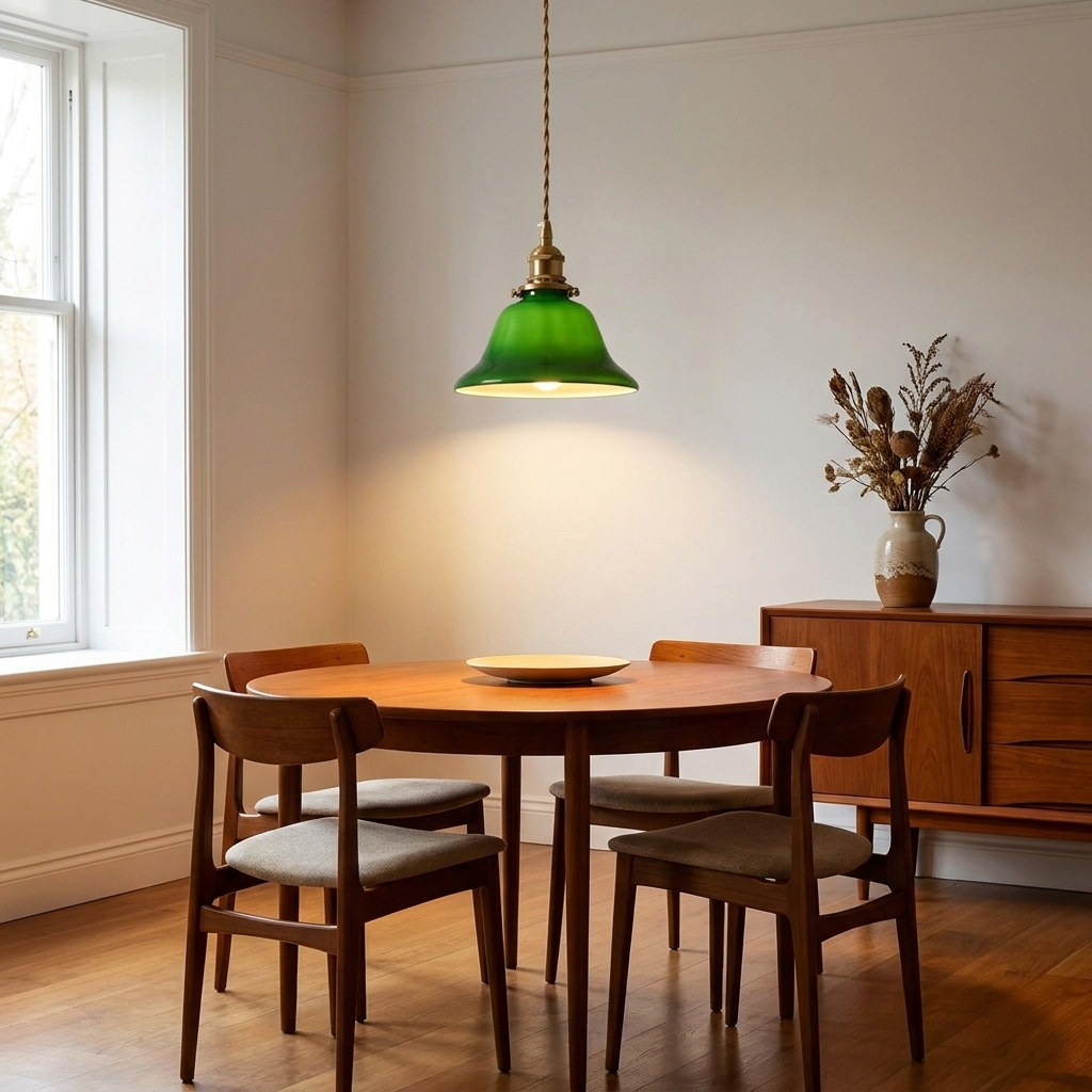 Green Metal Pendant Light Dome Shade Matte Finish Modern Kitchen Dining Room Home Decor - Stack & Clear 1