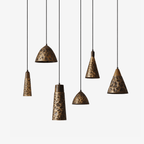 Hammered Brass Pendant Light Adjustable Height Indoor 1