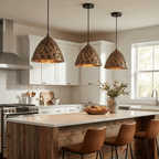 Hammered Brass Pendant Light Adjustable Height Indoor 4