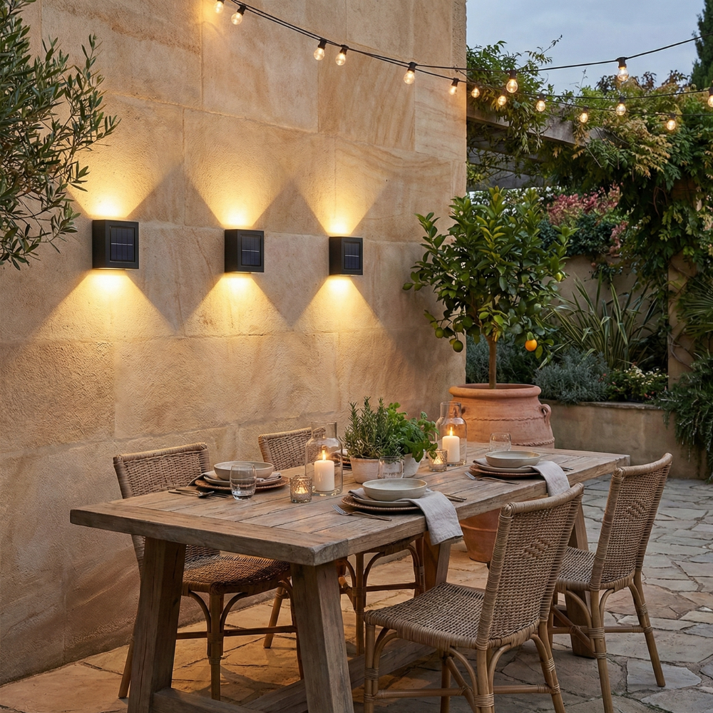 IP65 Waterproof Solar Outdoor Wall Lamp with Up & Down Lighting – Art Deco Design Exterior Wall Light 10
