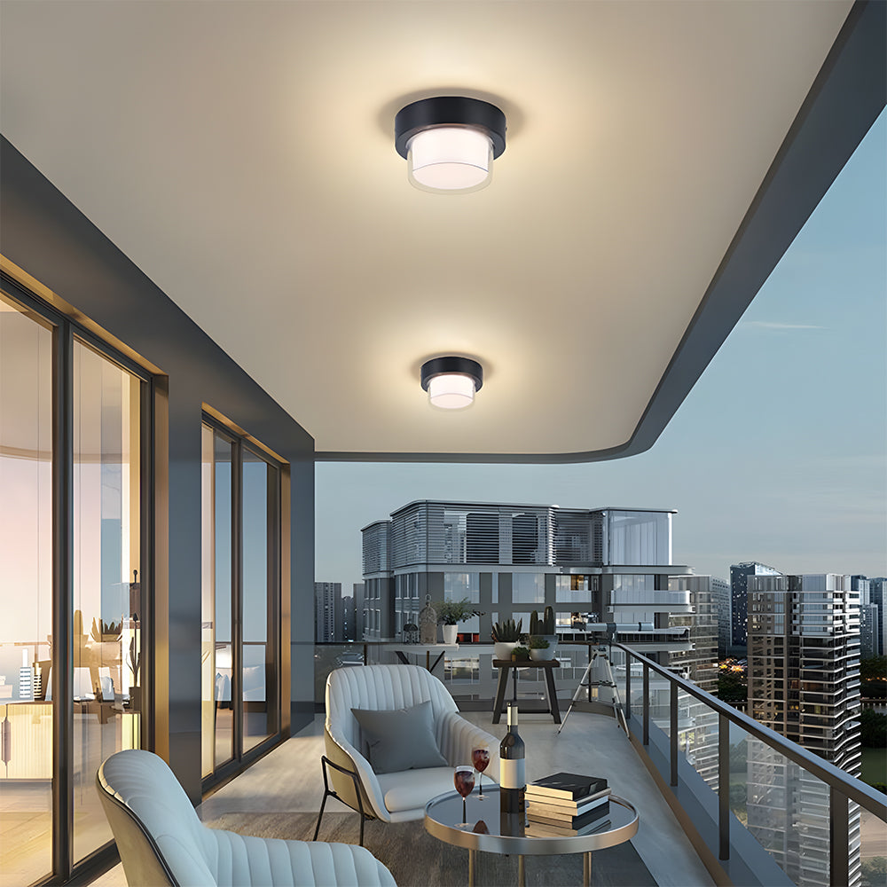 IP68 Outdoor Flush Mount Ceiling Light Fixture – Black Aluminum LED Light for Patios 2