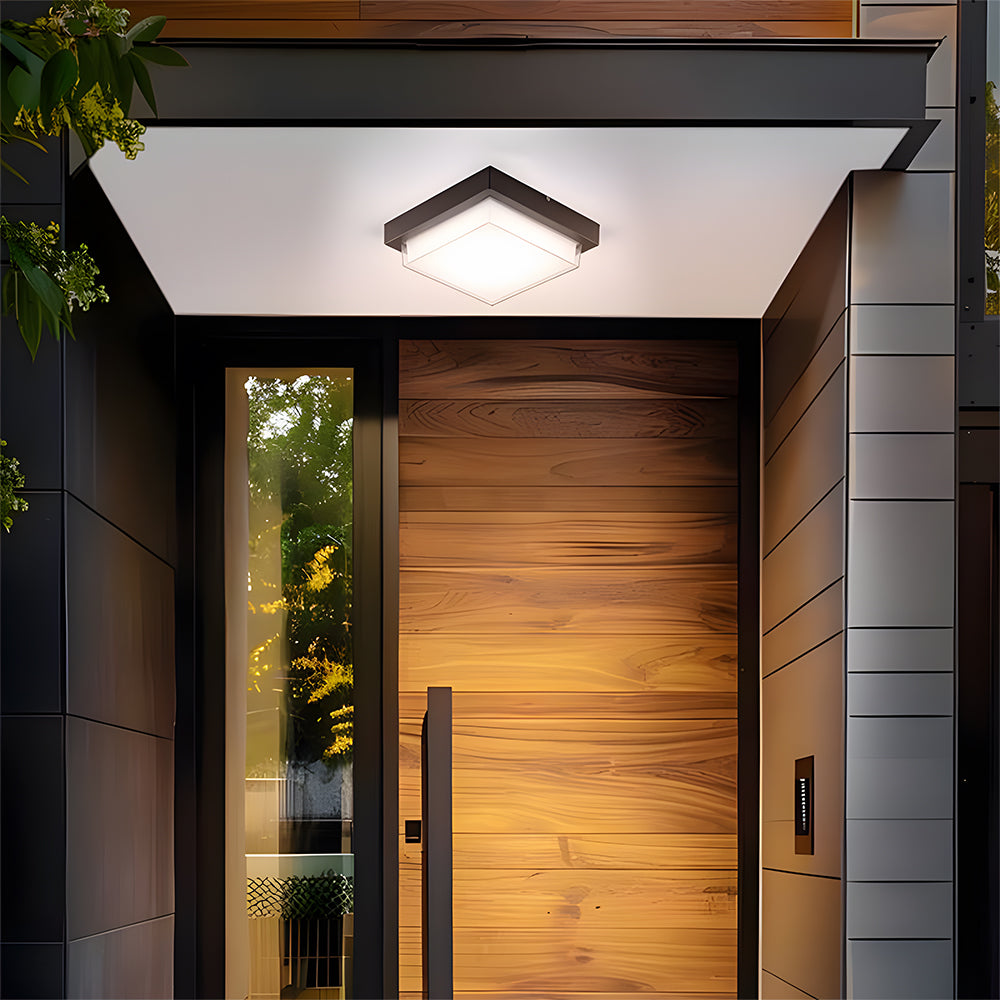 IP68 Outdoor Flush Mount Ceiling Light Fixture – Black Aluminum LED Light for Patios 6