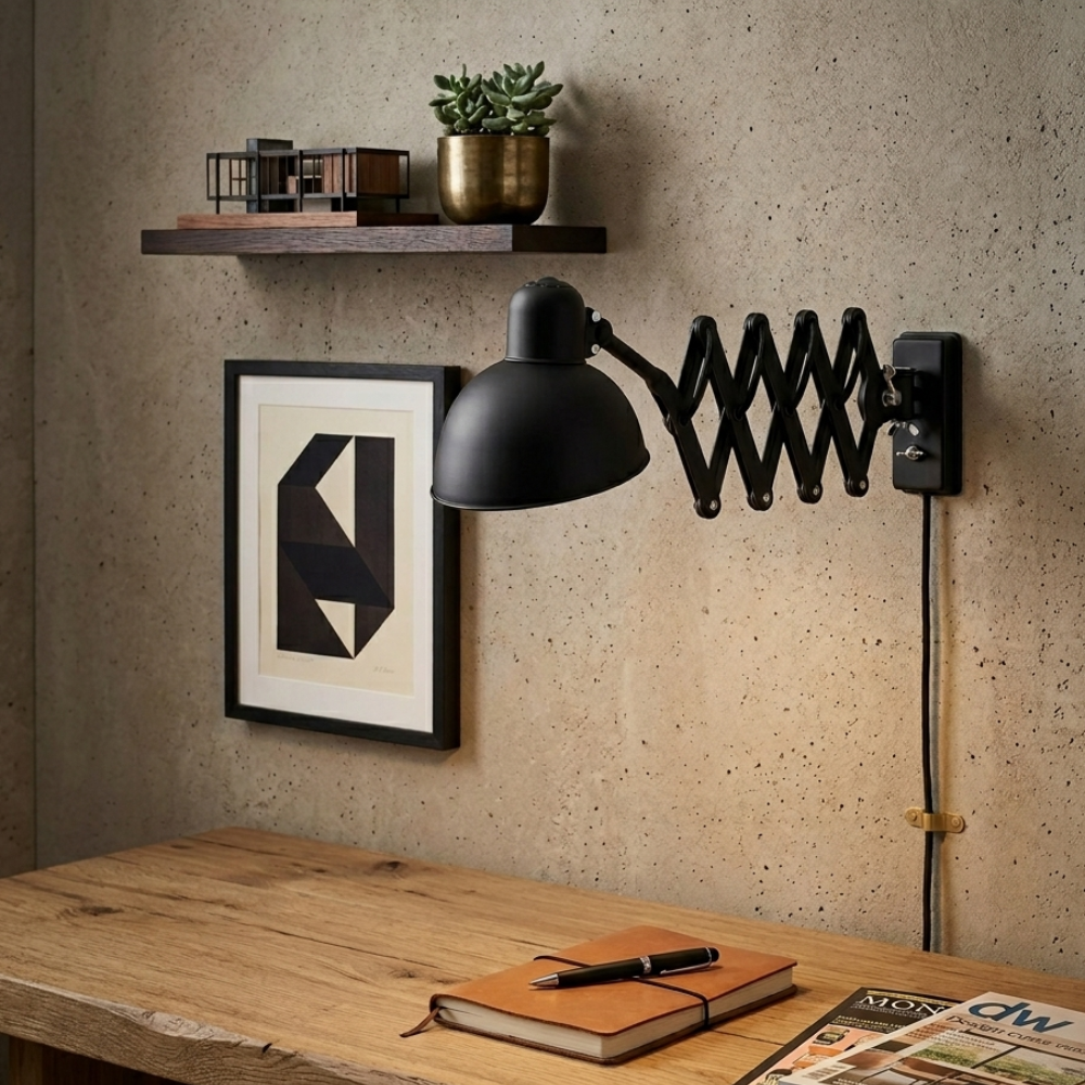 Industrial Adjustable Wall Sconce Black Metal Finish 99