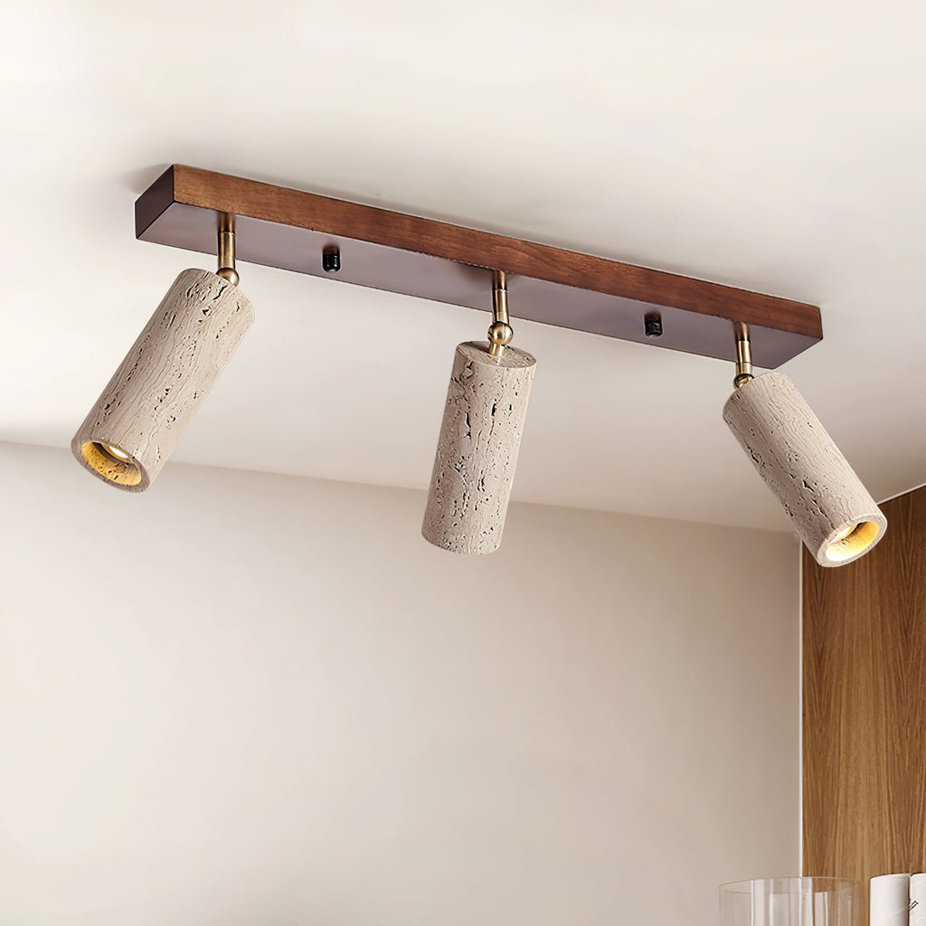 Industrial Ceiling Light Wood Concrete Adjustable Spotlights 2