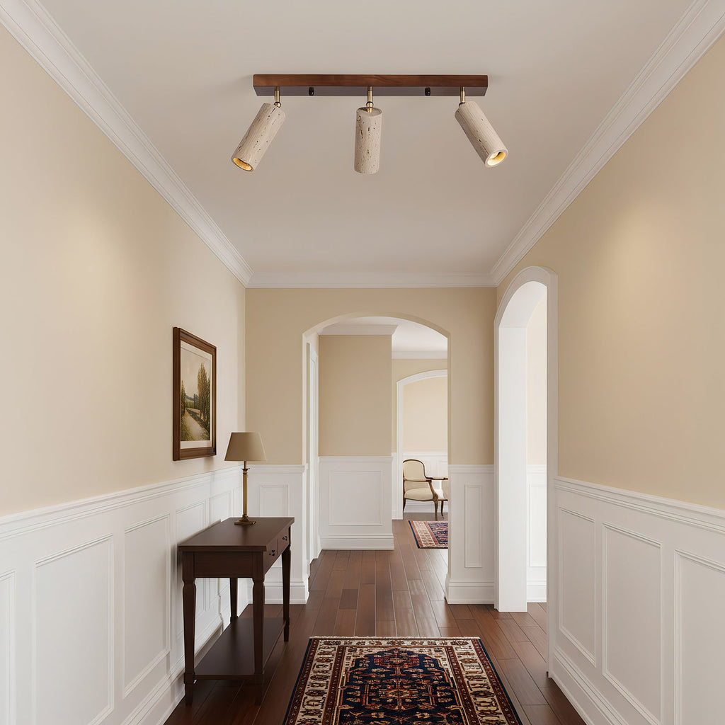 Industrial Ceiling Light Wood Concrete Adjustable Spotlights 4