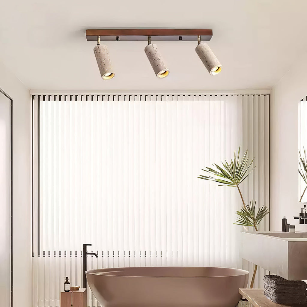 Industrial Ceiling Light Wood Concrete Adjustable Spotlights 7