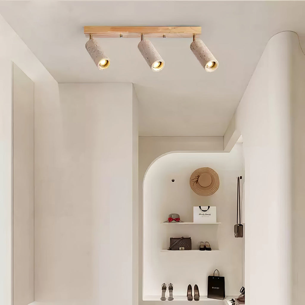 Industrial Ceiling Light Wood Concrete Adjustable Spotlights 8
