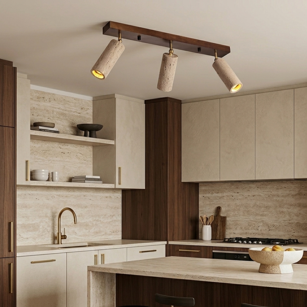 Industrial Ceiling Light Wood Concrete Adjustable Spotlights 99