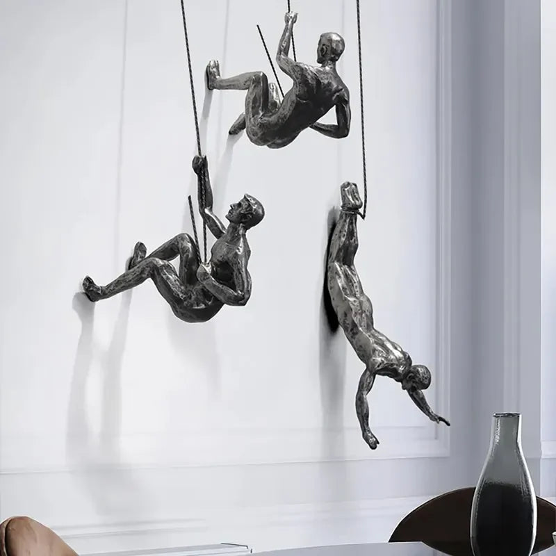 Industrial Climbing Man Wall Sculpture Resin 1