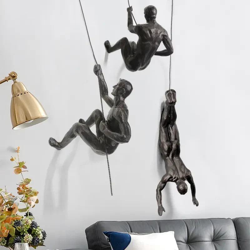 Industrial Climbing Man Wall Sculpture Resin 5