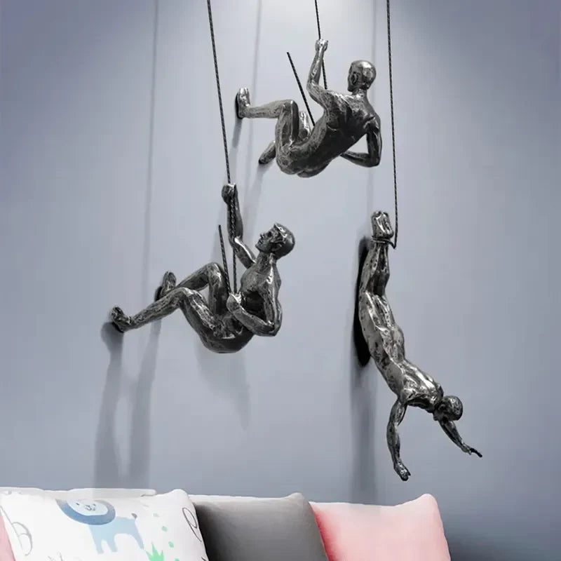 Industrial Climbing Man Wall Sculpture Resin 6