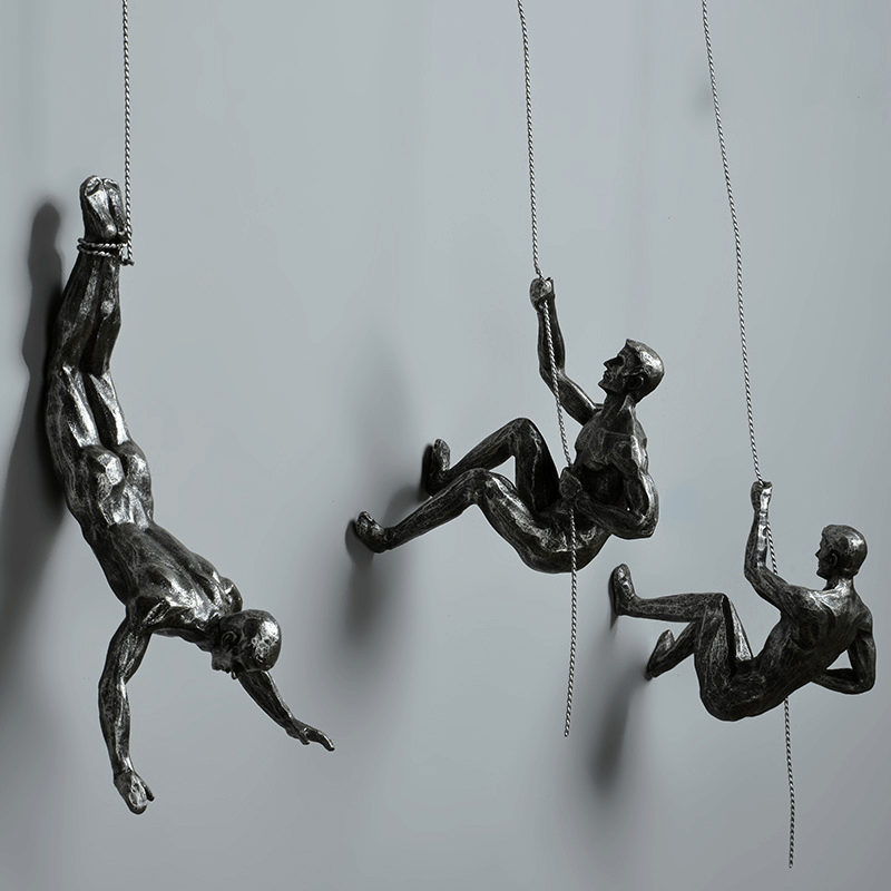 Industrial Climbing Man Wall Sculpture Resin 9