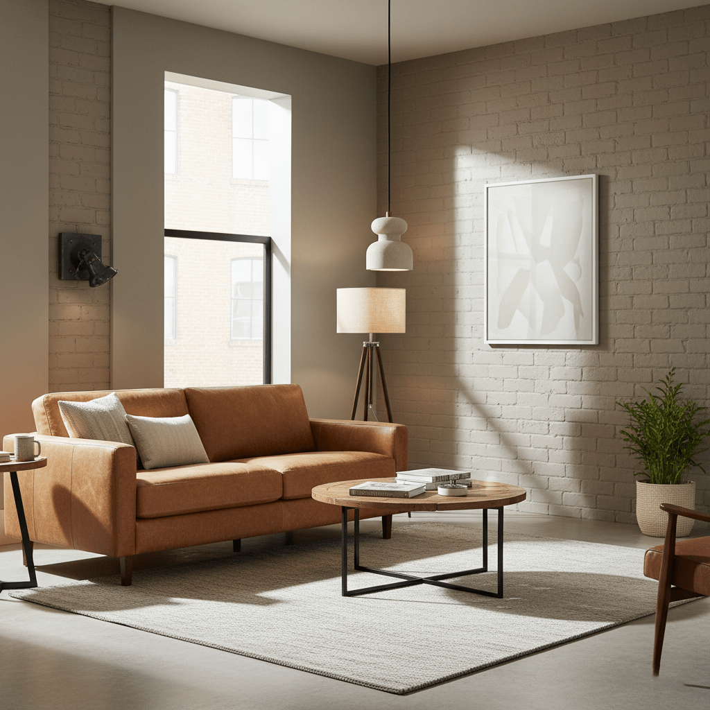 Industrial Pendant Light Textured Travertine Adjustable Height 4