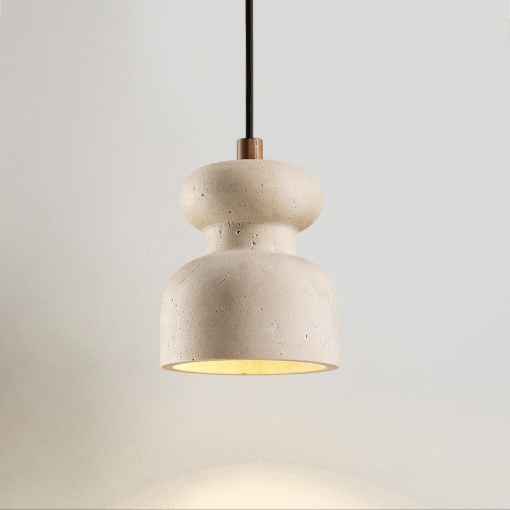 Industrial Pendant Light Textured Travertine Adjustable Height 8