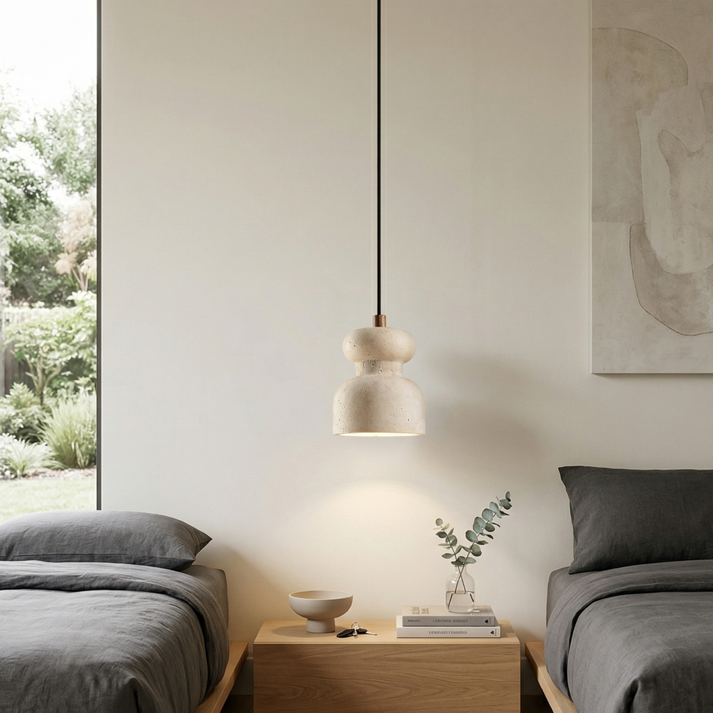 Industrial Pendant Light Textured Travertine Adjustable Height 99