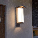 Industrial Waterproof LED Outdoor Wall Sconce Lamp – Rectangular PC Shade, Wired & Solar Options, Automatic Dusk to Dawn Lighting 4