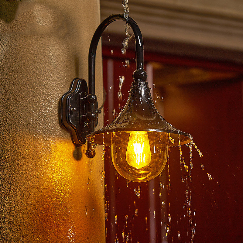 Industrial Waterproof Outdoor Wall Sconce Lamp, Horn Shape Design, Black/Bronze 2