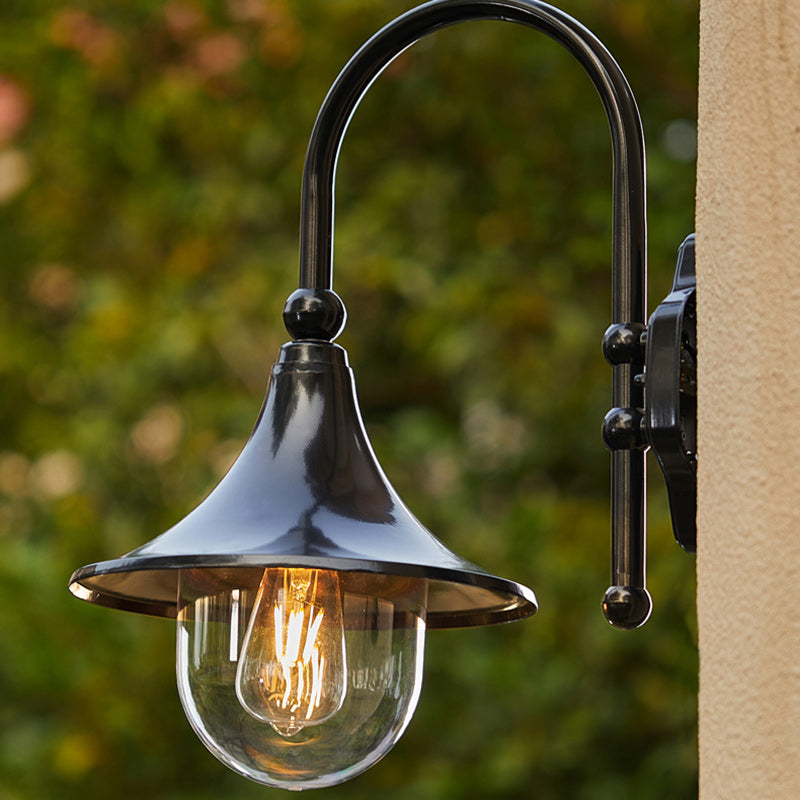 Industrial Waterproof Outdoor Wall Sconce Lamp, Horn Shape Design, Black/Bronze 3