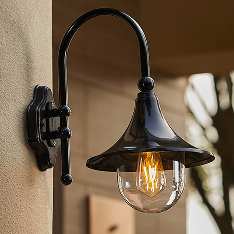 Industrial Waterproof Outdoor Wall Sconce Lamp, Horn Shape Design, Black/Bronze 8