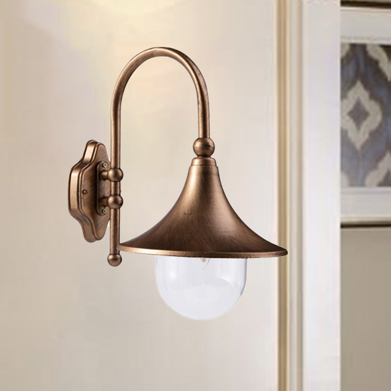 Industrial Waterproof Outdoor Wall Sconce Lamp, Horn Shape Design, Black/Bronze 9