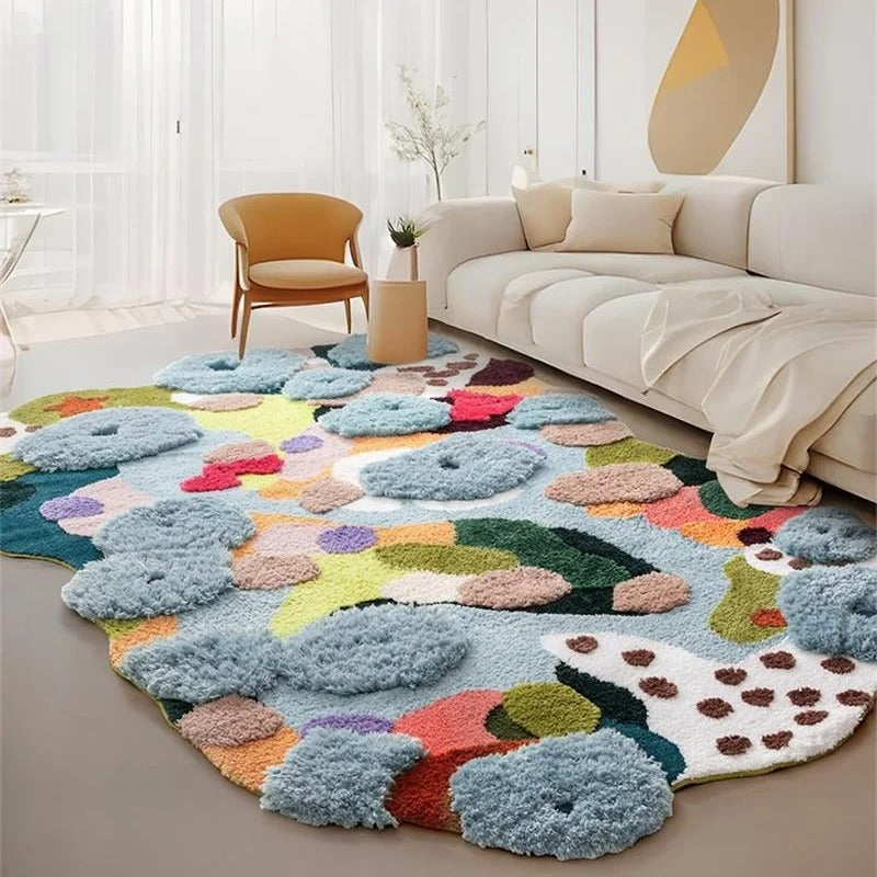 Irregular Tufted Moss Area Rug – Soft Acrylic Fiber Living Room Rug with Anti-Slip Backing, Multiple Sizes Available 2