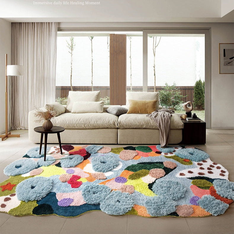 Irregular Tufted Moss Area Rug – Soft Acrylic Fiber Living Room Rug with Anti-Slip Backing, Multiple Sizes Available 3