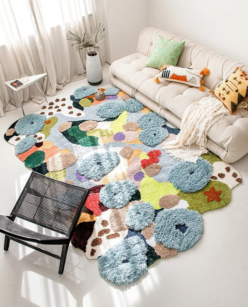 Irregular Tufted Moss Area Rug – Soft Acrylic Fiber Living Room Rug with Anti-Slip Backing, Multiple Sizes Available 4