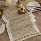 Jacquard Floral Table Runner Microfibre Earthy Tones 4