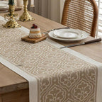 Jacquard Floral Table Runner Microfibre Earthy Tones 7
