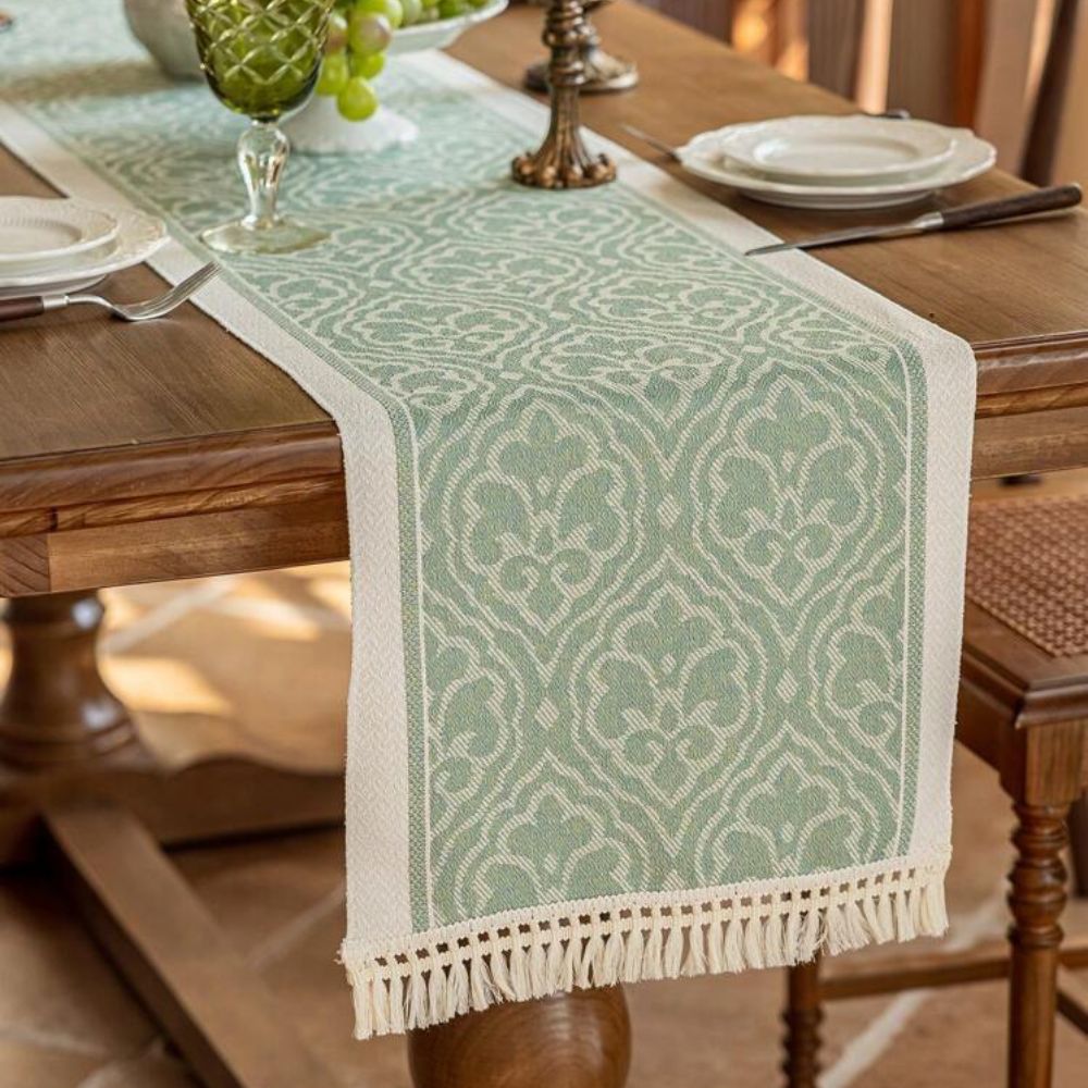 Jacquard Floral Table Runner Microfibre Earthy Tones 9
