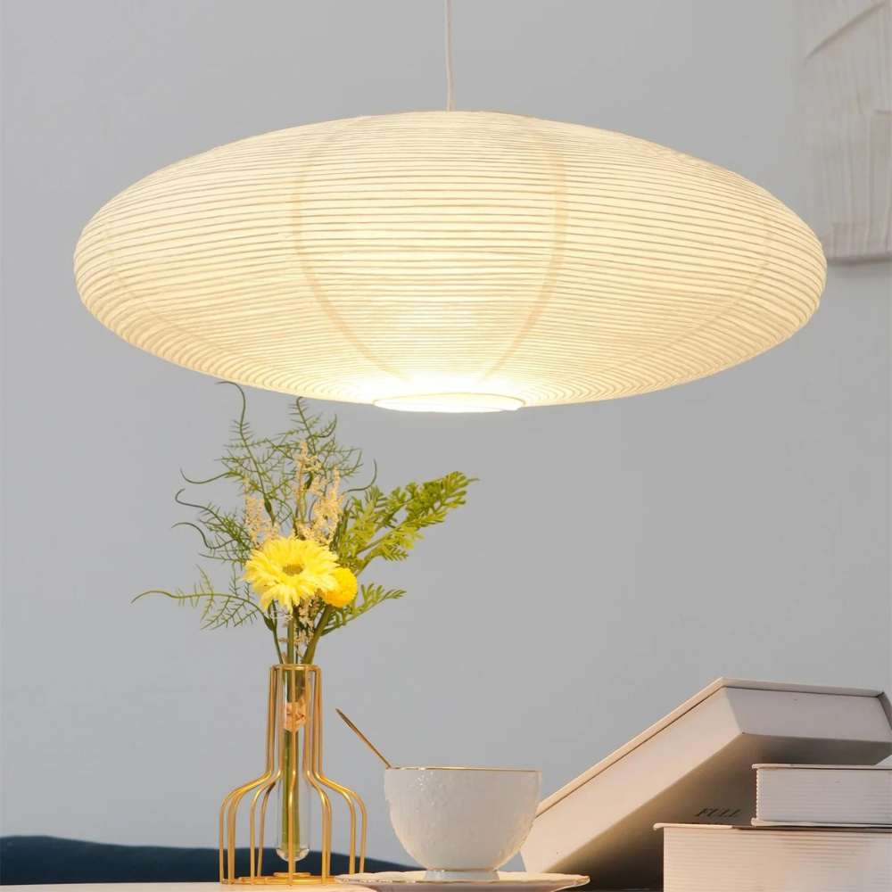Japandi Ceiling Lamp - Minimalist Paper Pendant Light with LED Illumination, Ø50cm/Ø60cm 2