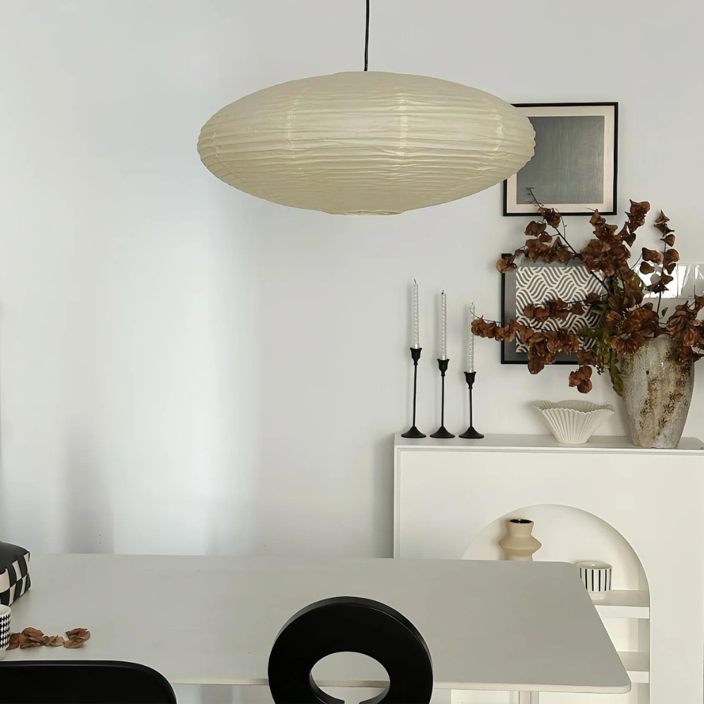 Japandi Ceiling Lamp - Minimalist Paper Pendant Light with LED Illumination, Ø50cm/Ø60cm 8