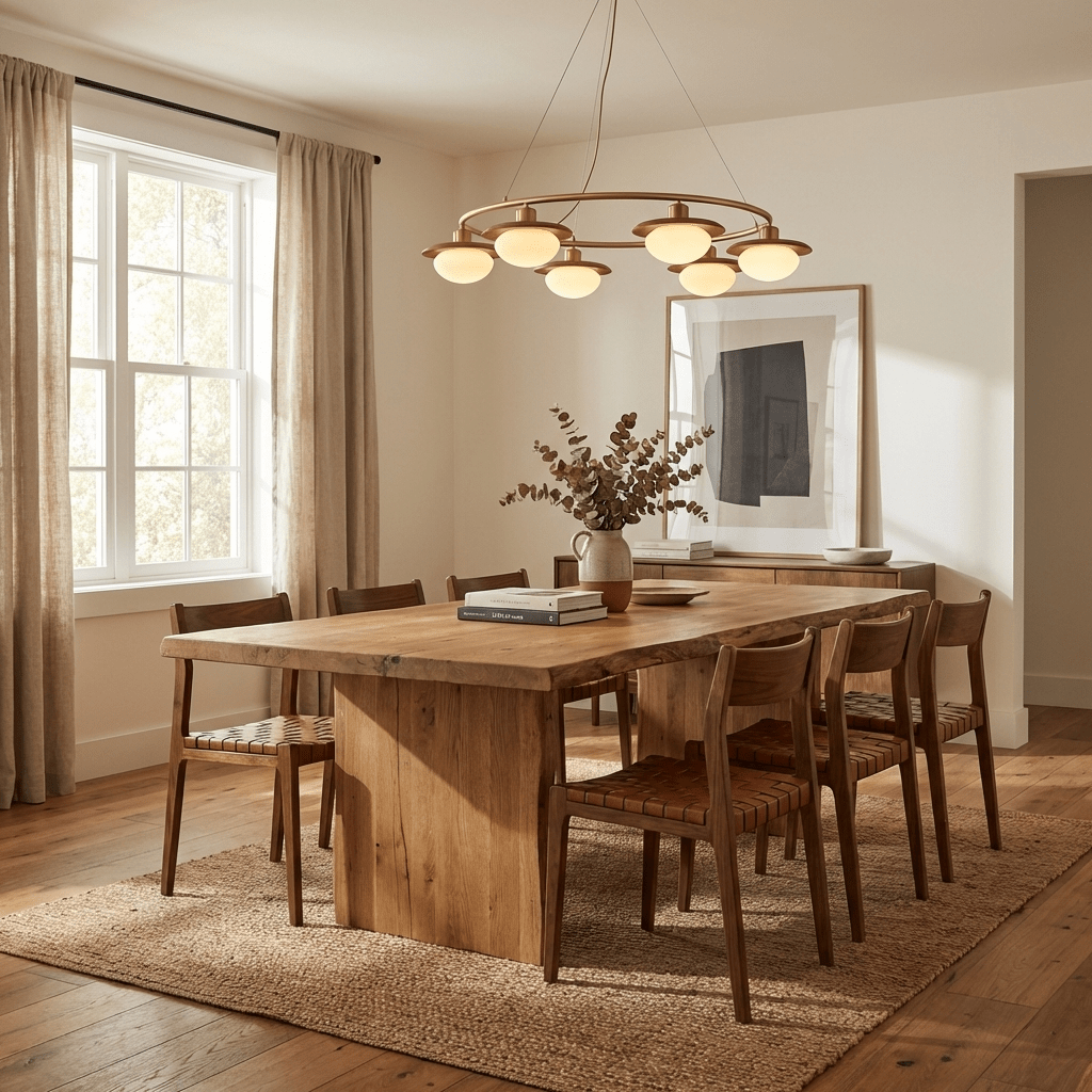 Japandi Chandelier Brass Opal Glass Adjustable Height 3