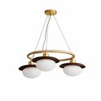 Japandi Chandelier Brass Opal Glass Adjustable Height 6