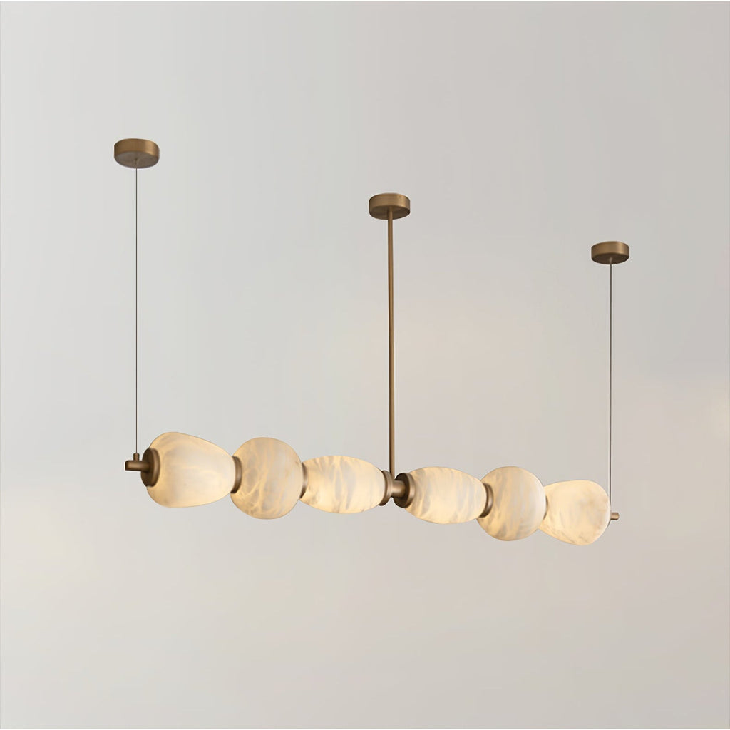 Japandi Chandelier Metal Alabaster Adjustable Height Gold 0