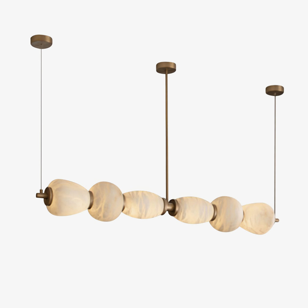 Japandi Chandelier Metal Alabaster Adjustable Height Gold 1