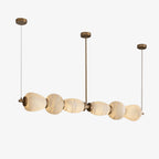 Japandi Chandelier Metal Alabaster Adjustable Height Gold 1