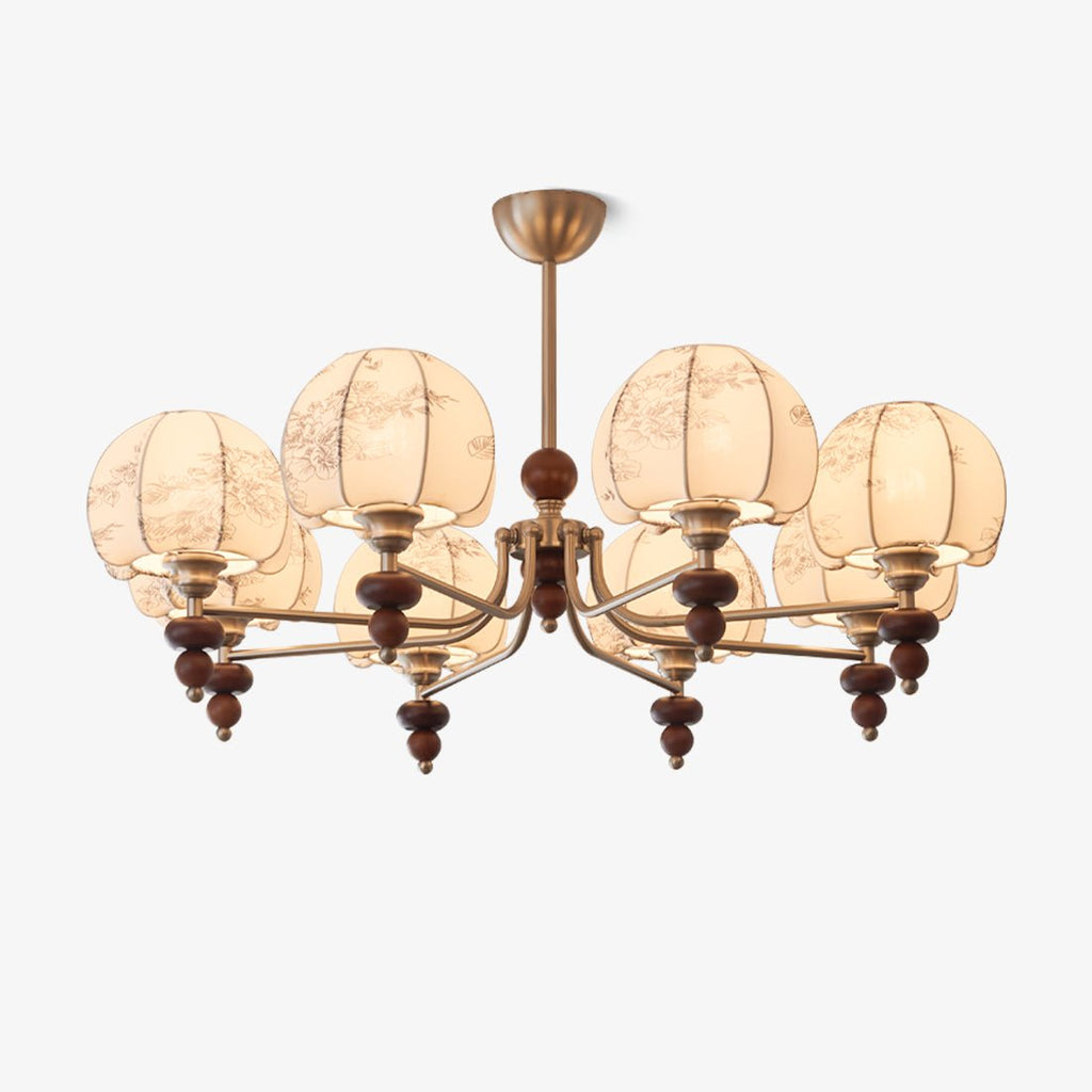 Japandi Chandelier Metal Fabric Adjustable Height Indoor 1