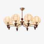 Japandi Chandelier Metal Fabric Adjustable Height Indoor 1