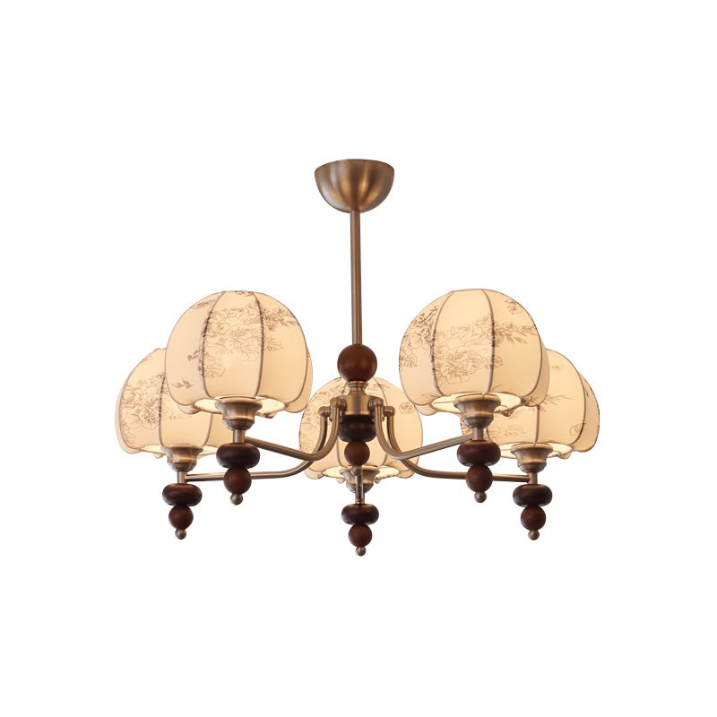 Japandi Chandelier Metal Fabric Adjustable Height Indoor 10