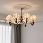 Japandi Chandelier Metal Fabric Adjustable Height Indoor 2