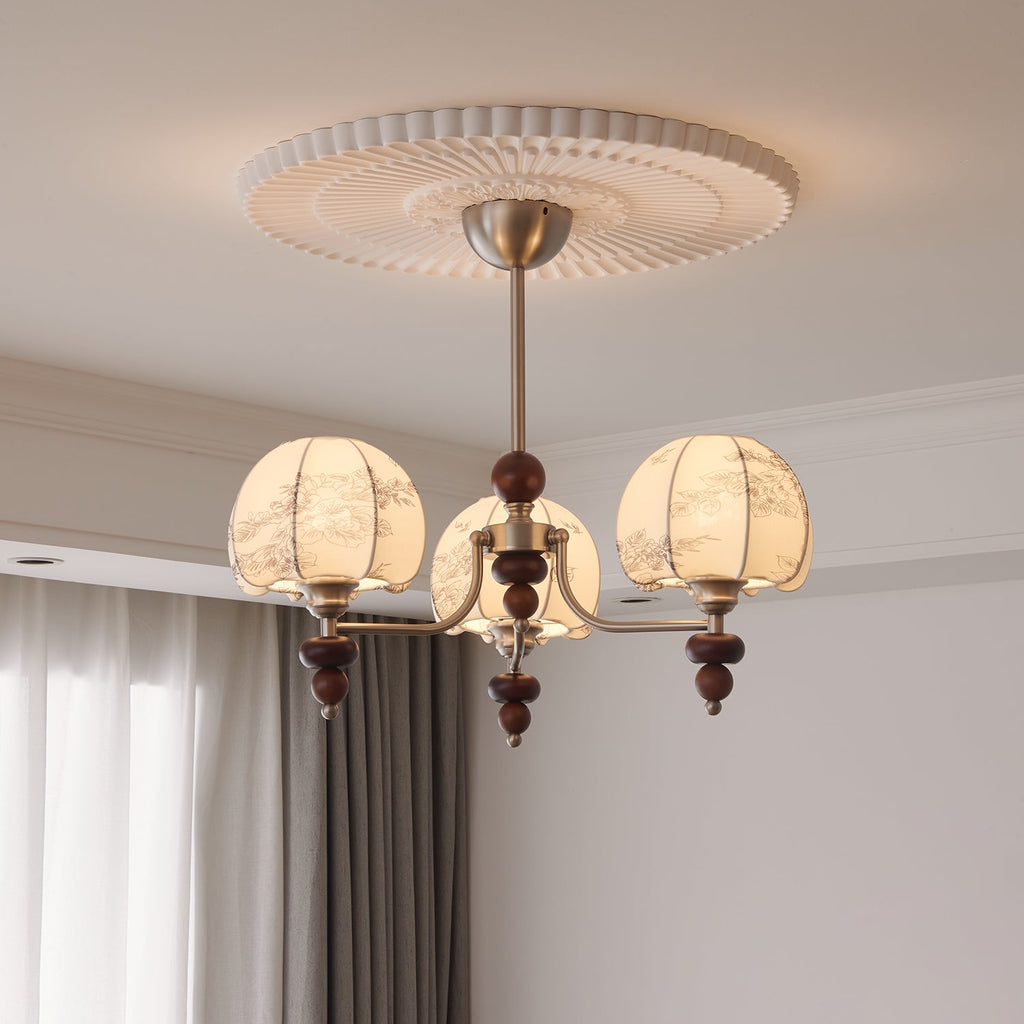 Japandi Chandelier Metal Fabric Adjustable Height Indoor 4