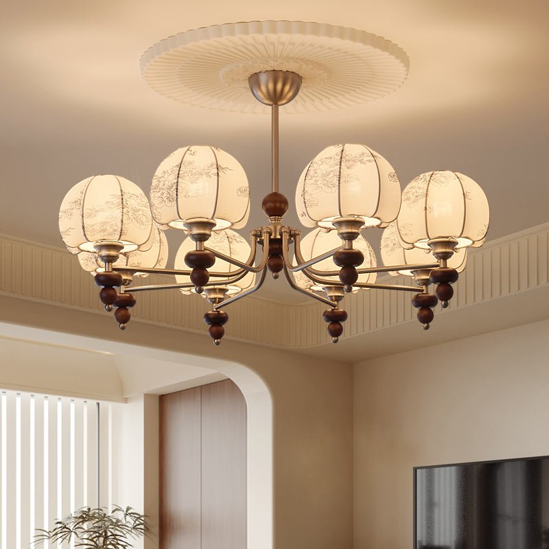 Japandi Chandelier Metal Fabric Adjustable Height Indoor 5