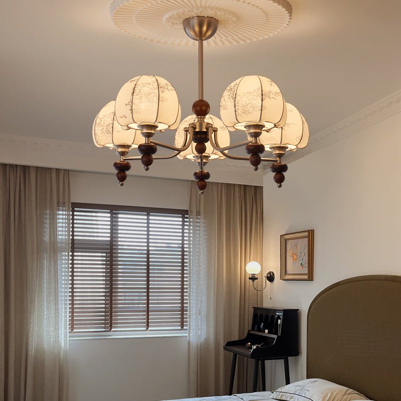 Japandi Chandelier Metal Fabric Adjustable Height Indoor 6