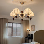 Japandi Chandelier Metal Fabric Adjustable Height Indoor 6