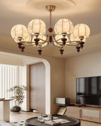 Japandi Chandelier Metal Fabric Adjustable Height Indoor 8
