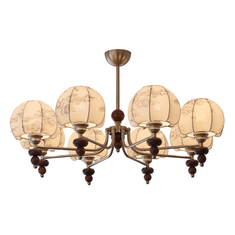 Japandi Chandelier Metal Fabric Adjustable Height Indoor 9